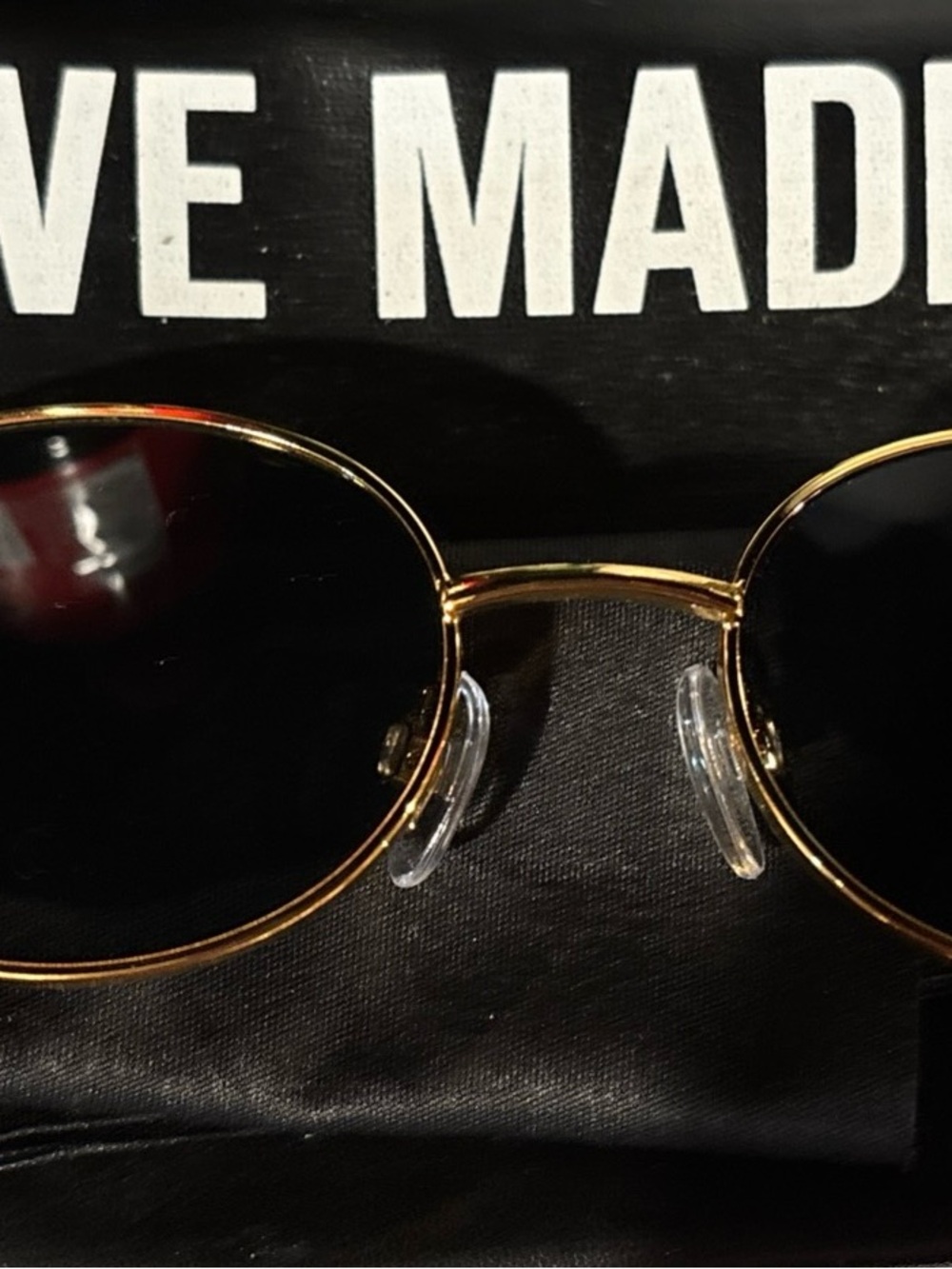 Steve Madden Gold Frame Black Lens Oval Sunglasses
